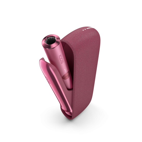 Держатель IQOS ILUMA цвета Sunset Red внутри устройства с открытыми дверцами