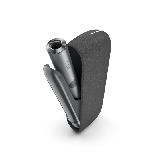 Держатель IQOS ILUMA цвета Pebble Grey внутри устройства с открытыми дверцами