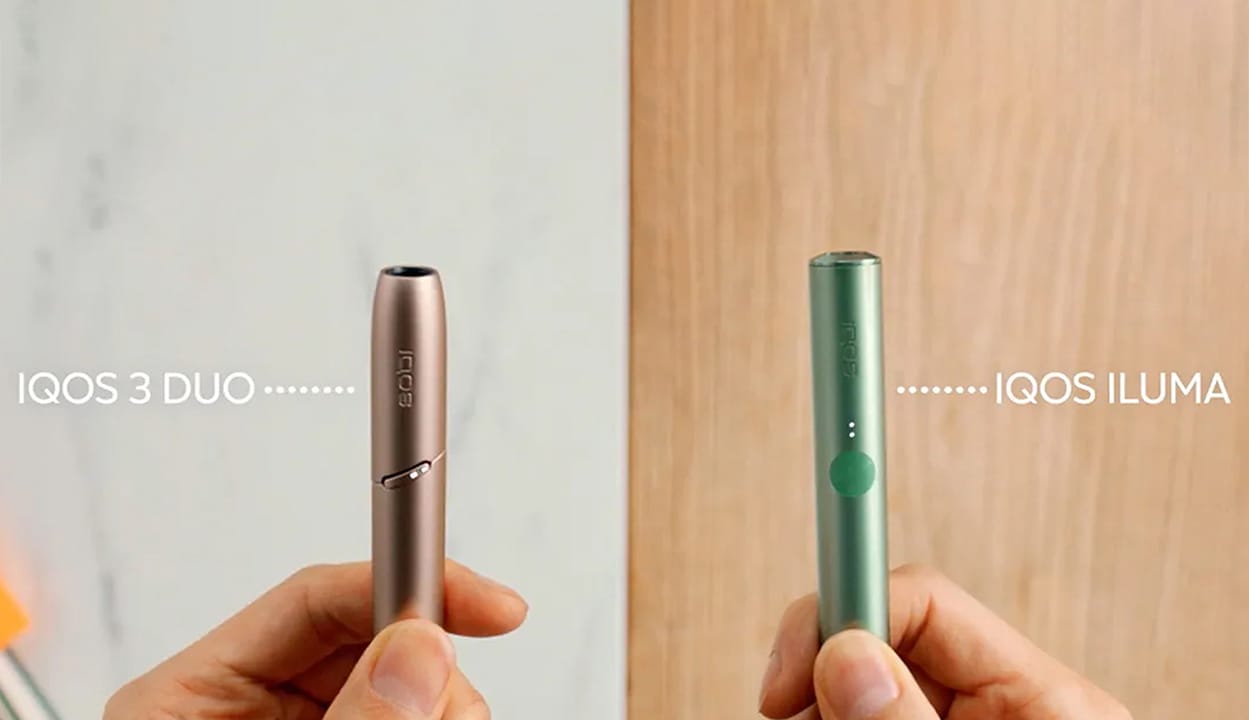 IQOS ORIGINALS DUO hoidja ja IQOS ILUMA hoidja.