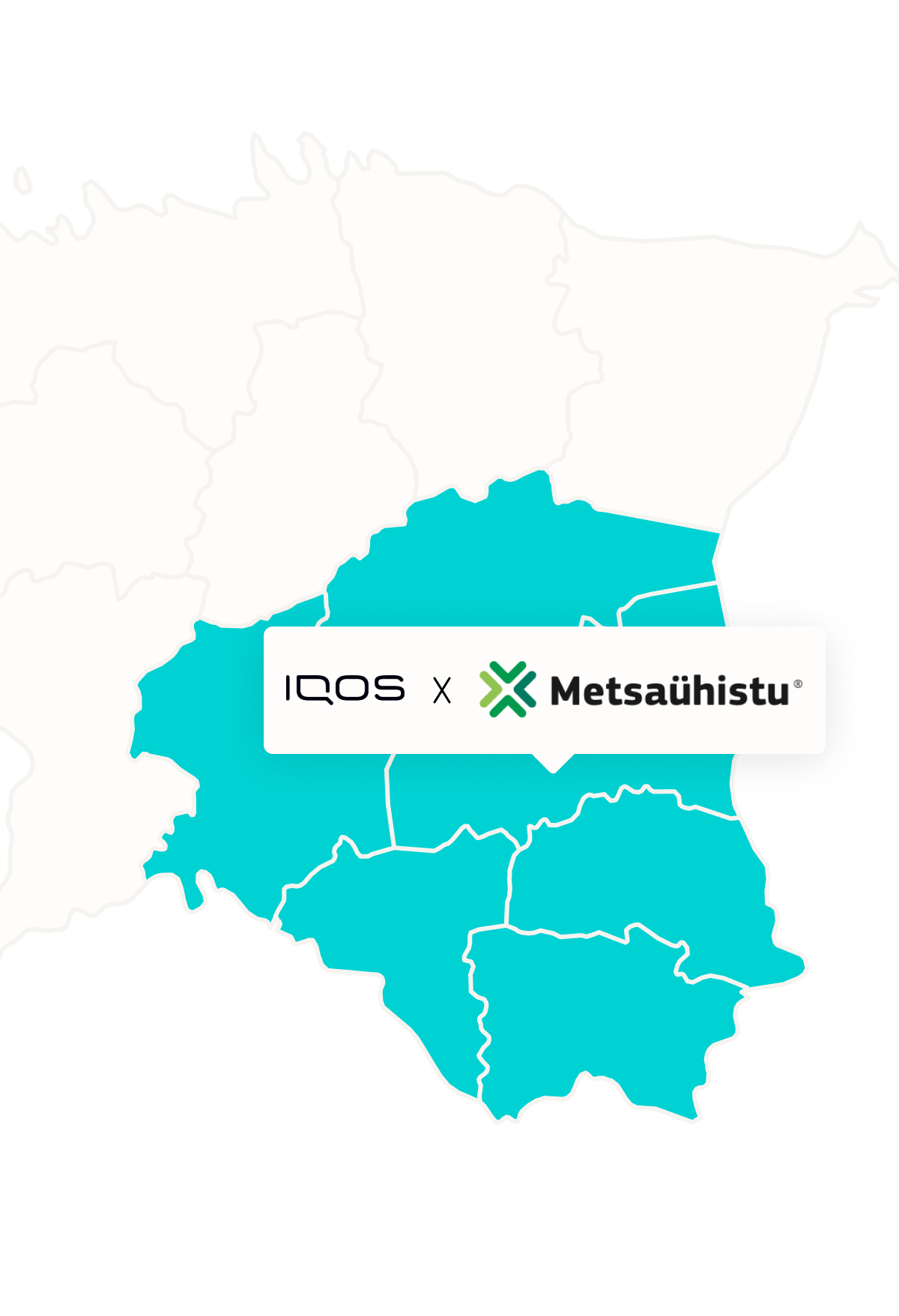 Kaart IQOS ja Metsaühistu logoga.